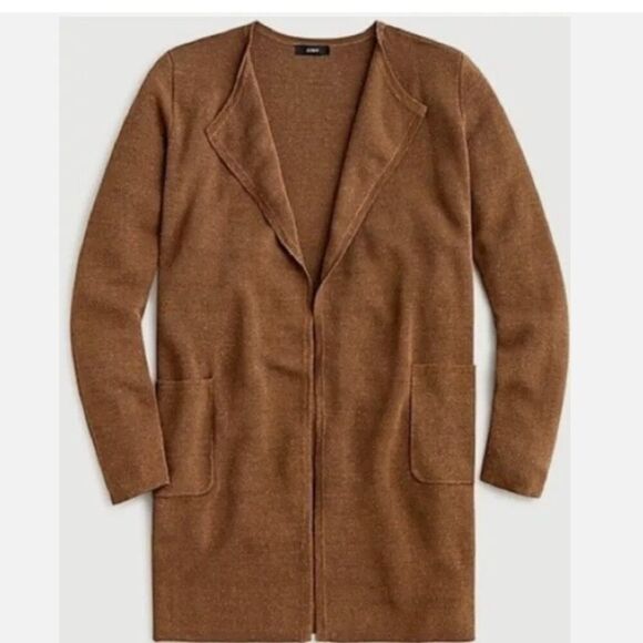 J. Crew Sweaters - J. Crew Juliette Collarless Sweater Blazer Cardigan Women XSmall Brown
